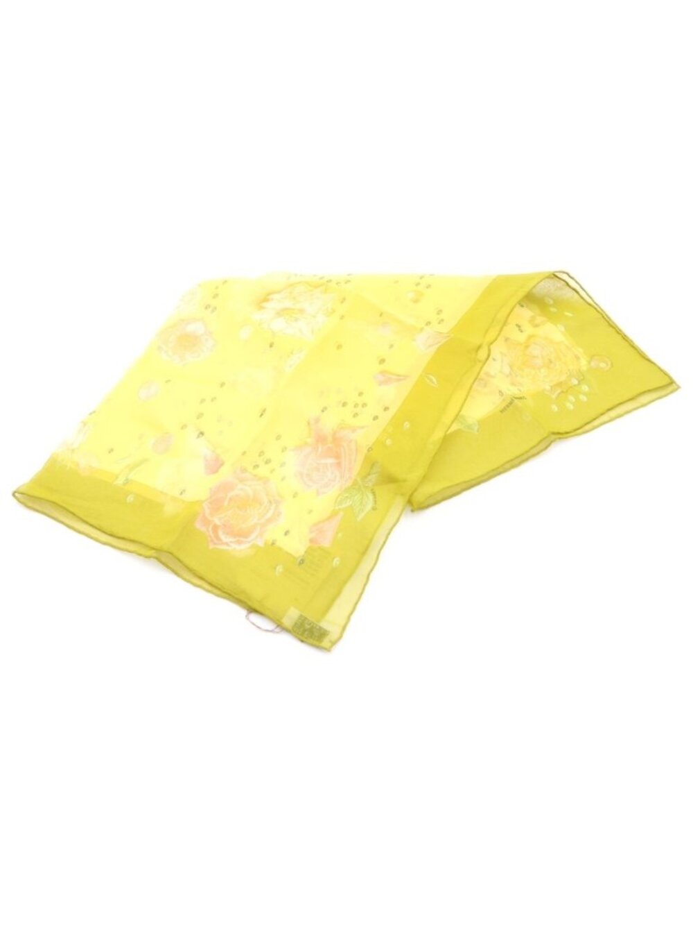 Hermes Carre 40 Rose Drops All Over Print Silk Scarf Yellow